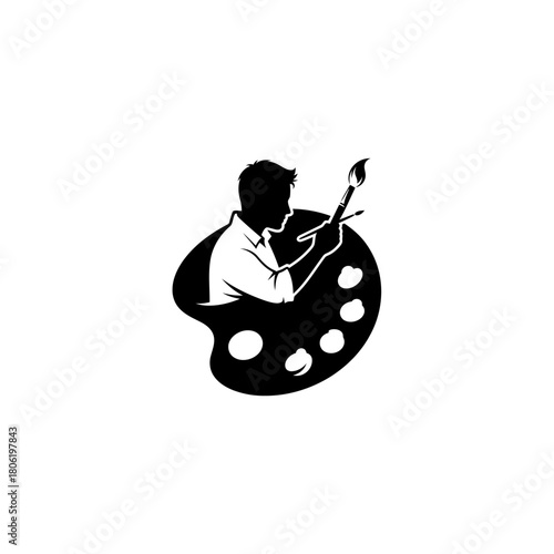 Professional Painter Mixing Vibrant Colors on a Palette Preparation for Artwork