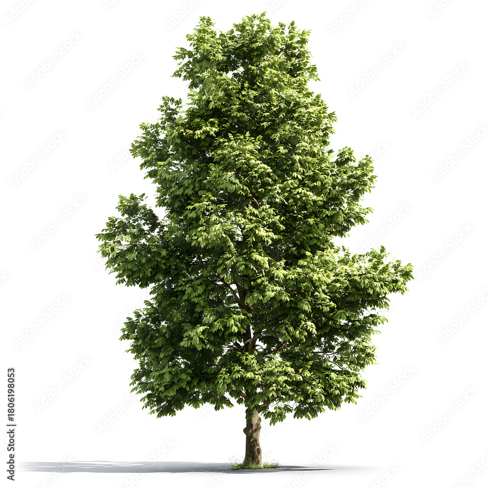 Fototapeta premium The Majesty of a Singular Tree: A towering tree, its verdant canopy reaching towards the sun, stands in proud isolation.