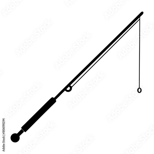 Fishing Equipment Rod Silhouette Vector Icon.