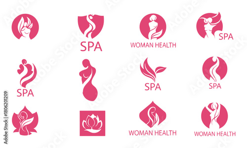 Collection of spa and woman health logos, wellness, beauty, natural concept vector art