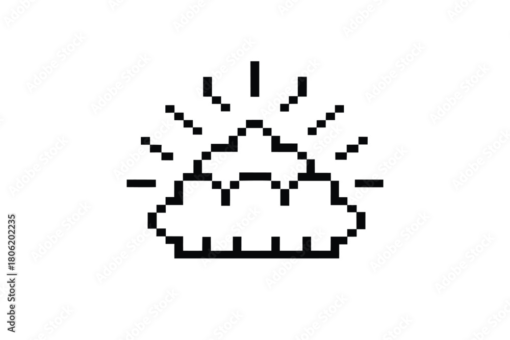 Obraz premium Shining Treasure Pile Icon, Pixel Art Style, White Background, Isolated Design