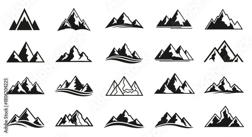 Collection of mountain silhouettes for logos and branding designs