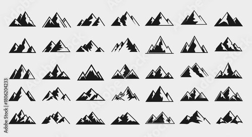 Collection of mountain silhouettes for logos and branding designs