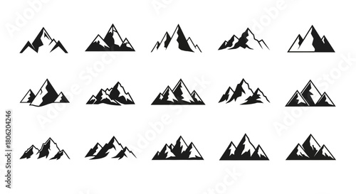 Collection of mountain silhouettes for logos and branding designs