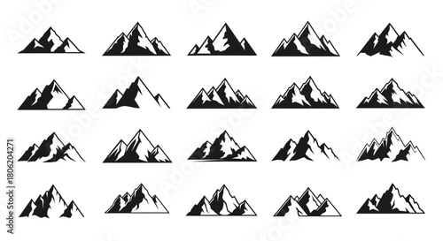 Collection of mountain silhouettes for logos and branding designs