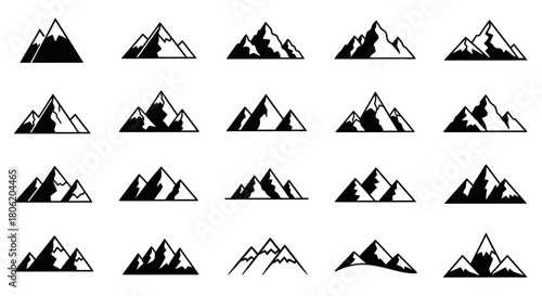 Collection of mountain silhouettes for logos and branding designs