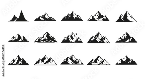 Collection of mountain silhouettes for logos and branding designs