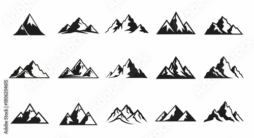 Collection of mountain silhouettes for logos and branding designs