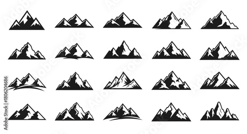 Collection of mountain silhouettes for outdoor adventure and nature inspired designs