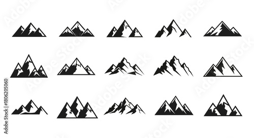 Mountain range silhouette set for outdoor adventure and nature logo design