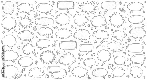Hand drawn speech bubbles and thought bubbles collection for comic design
