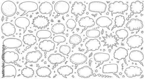 Hand drawn speech bubbles collection for comic style conversation and dialogue