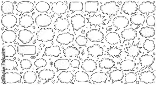Collection of hand drawn speech bubbles and thought bubbles in vector format