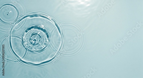 Top View of Water Ripples on Surface of Clean and Tranquil Liquid Forming Concentric Circles Revealing Serenity and Refreshment Texture