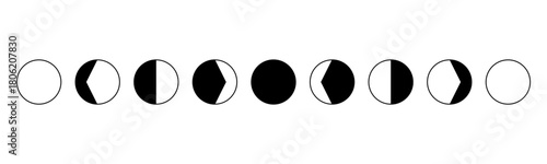 Black moon phases different flat vector design