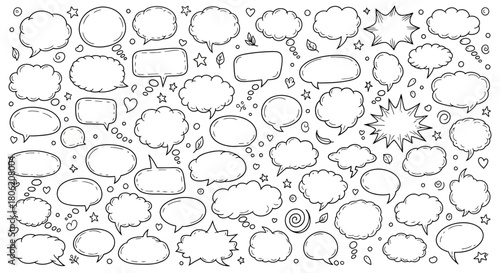 Hand drawn speech bubbles and thought bubbles collection for creative design projects