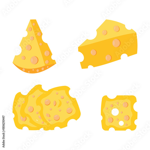 Cheese parts and slices design vector illustration