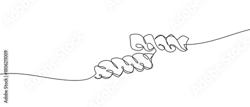 Spiral pasta in one continuous strand one line drawing. Editable stroke.