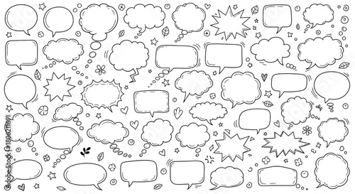 Hand drawn speech bubbles and thought bubbles vector collection for design elements