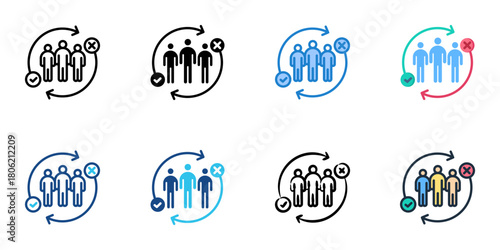 Recruitment process icon set multiple style collection 
