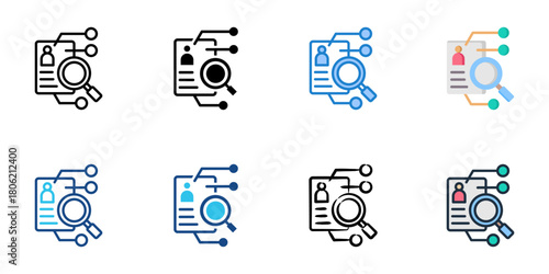 Screening process icon set multiple style collection 
