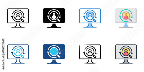 Recruitment tools icon set multiple style collection 
