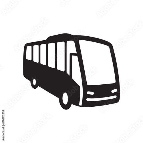 Modern Luxury Coach Bus Silhouette with Sleek Design and Clean Minimal Vector Style. 