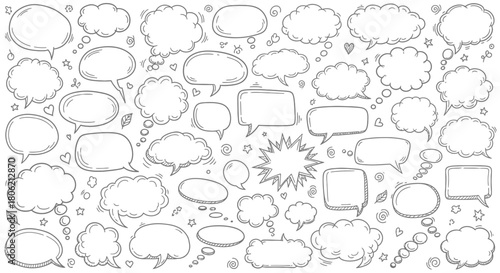 Hand drawn speech bubbles collection for comic book design and social media posts