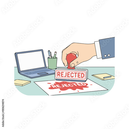 Vector Hand Stamping REJECTED on Document