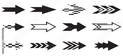 Modern Arrow Icon Set | A Vector Collection of Stylized Pointers for Technology, Gaming, and UI/UX Design
