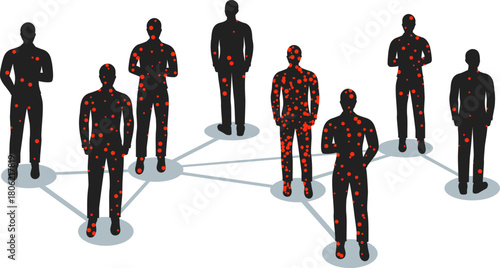 Infection transmission in society. Pandemic or epidemic concept.