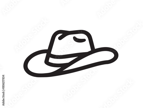 Cowboy hat icon 2D vector line art in a clean minimalist illustration