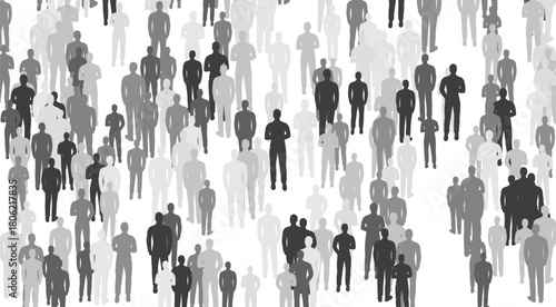 People crowd. Concept of festival, demonstration, party or public protest. Vector horizontal background from isolated people silhouettes.