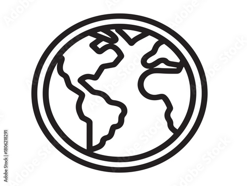 Earth day icon 2D vector line art in a clean minimalist graphic