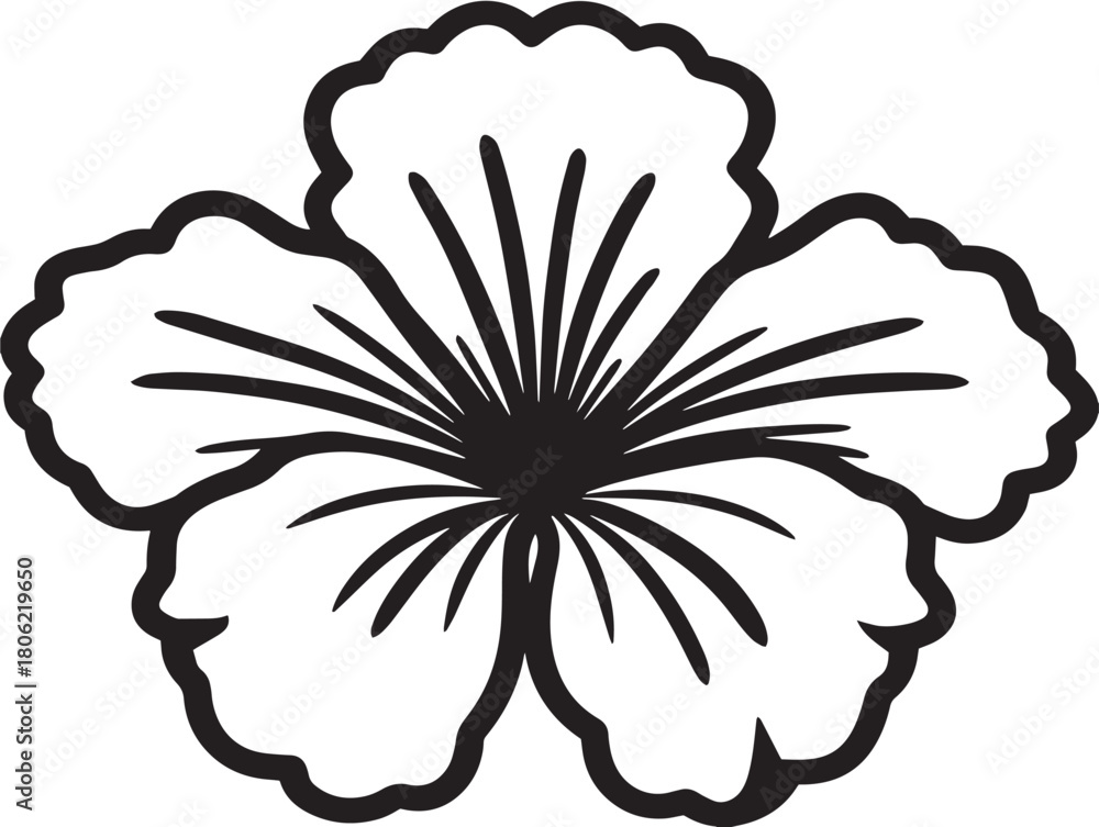 Fototapeta premium Hibiscus icon 2D vector line art in a clean minimalist style black