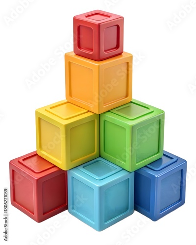 Stack of colorful building blocks for children s play and education