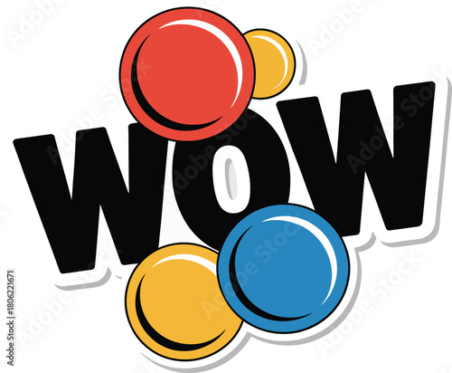 Wow Vector Comic Speech Bubble Illustration: Fun, Energetic Design with Balloons for Surprise, Excitement, and Social Media Content