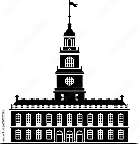 Independence Hall silhouette vector illustration