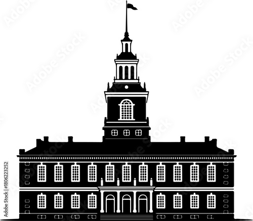 Independence Hall silhouette vector illustration