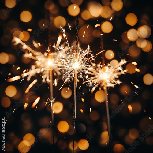 Bokeh background enhances New Year's Eve sparklers 