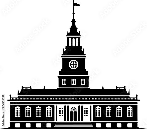 Independence Hall silhouette vector illustration