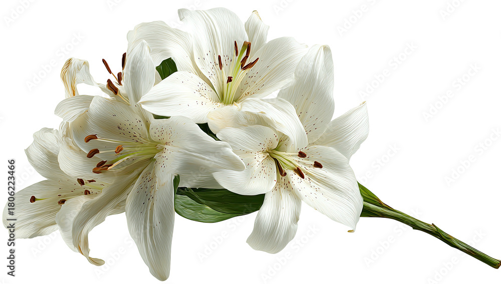 Fototapeta premium Pure white lilies with prominent stamen