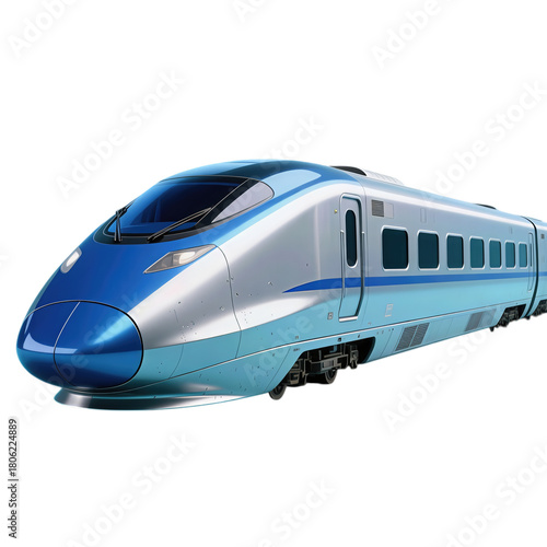 Wallpaper Mural Futuristic Blue High-Speed Train in Motion Torontodigital.ca