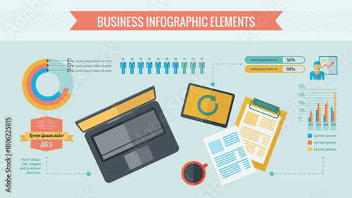 business infographic template vector customizable elements