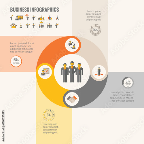 Business infographic template vector customizable elements