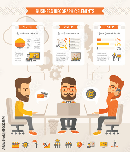 Business infographic template vector customizable elements
