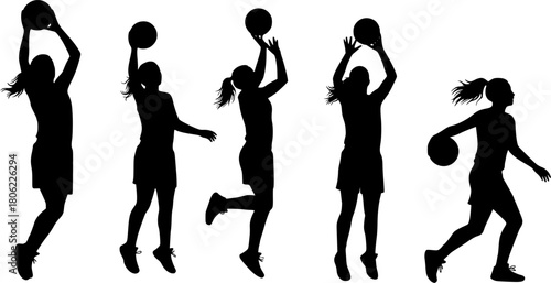 Basketball female silhouettes. vector images of female basketball silhouettes. EPS version.