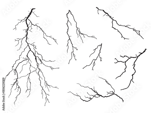 hand drawn lightning tunder illustrations