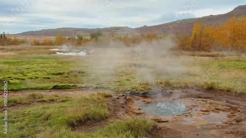 A stunning shot of the Strokkur geyser erupting in the Haukadalur geothermal area in Iceland.