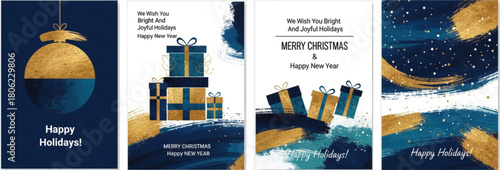 Festive Merry Christmas and Happy New Year Greeting Card Vector Illustrations: A Collection of Holiday Backgrounds, Party Invitations, Social Media Banners, and Seasonal Marketing Materials.
